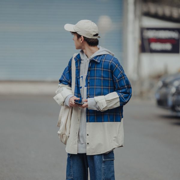 2019 autumn men's new casual contrast color lattice lapel long-sleeved shirt loose temperament trend cotton camisa masculina, White;black
2019 autumn men's new casual contrast color lattice lapel long-sleeved shirt loose temperament trend cotton camisa masculina, White;black