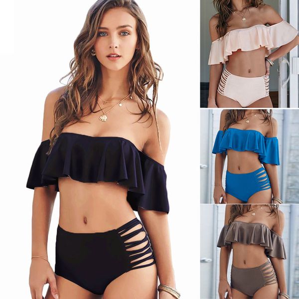 high waist swimsuit 2020 bikinis women swimwear ruffle vintage bandeau striped bottom bikini set bathing suits
high waist swimsuit 2020 bikinis women swimwear ruffle vintage bandeau striped bottom bikini set bathing suits