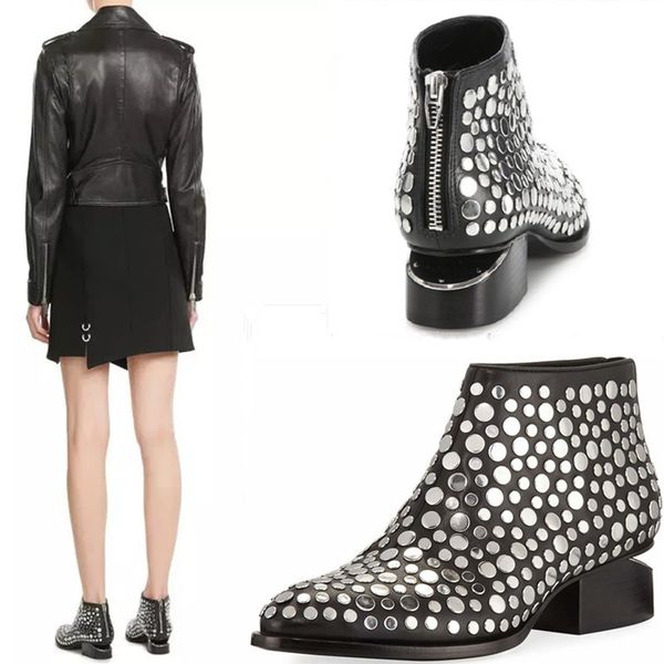 cutout studded genuine leather boots women ankle boots shoes rivet boot shoes women designers plus size 42, Black
cutout studded genuine leather boots women ankle boots shoes rivet boot shoes women designers plus size 42, Black