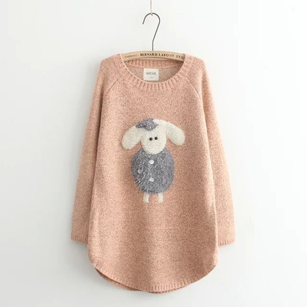 women's sweaters 2021 winter women cute cartoon sheep patch o-neck long sleeve loose knitting sweate, White;black
women's sweaters 2021 winter women cute cartoon sheep patch o-neck long sleeve loose knitting sweate, White;black