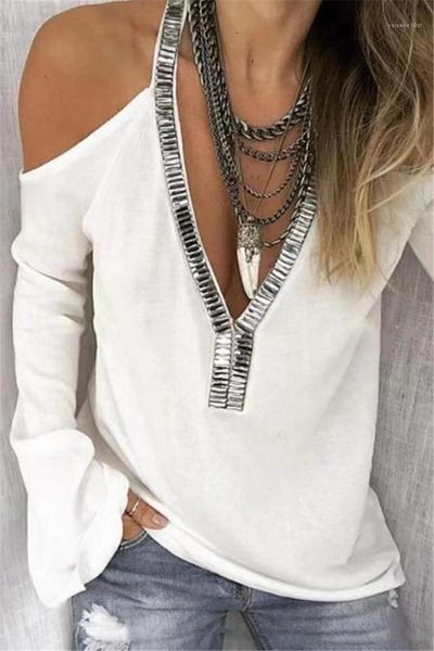 tshirts fashion v neck sequins female tees casual ladies long sleeve 2020 women designer, White
tshirts fashion v neck sequins female tees casual ladies long sleeve 2020 women designer, White