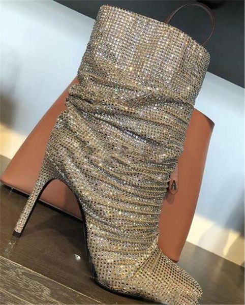shining bling bling pointed toe rhinestone stiletto heel short boots side zipper-up crystal ankle booties wedding shoes, Black
shining bling bling pointed toe rhinestone stiletto heel short boots side zipper-up crystal ankle booties wedding shoes, Black
