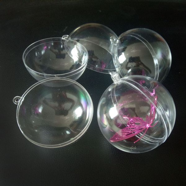 

10 pairs 3/4/5/6cm transparent open plastic christmas decorations ball clear bauble ornament gift present box decoration