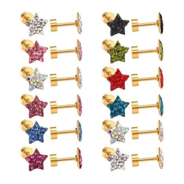 12pairs/lot wholesale 316l stainless steel colorful screw stud earring for women girl kids piercing jewelry orecchini aros arete, Golden;silver
12pairs/lot wholesale 316l stainless steel colorful screw stud earring for women girl kids piercing jewelry orecchini aros arete, Golden;silver