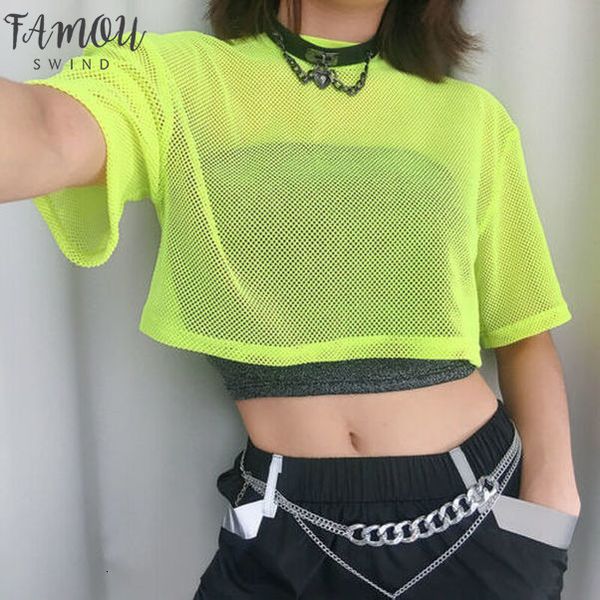 fashion women sheer mesh crop neon green see through short sleeve t shirt punk gothic party club clothes, White
fashion women sheer mesh crop neon green see through short sleeve t shirt punk gothic party club clothes, White