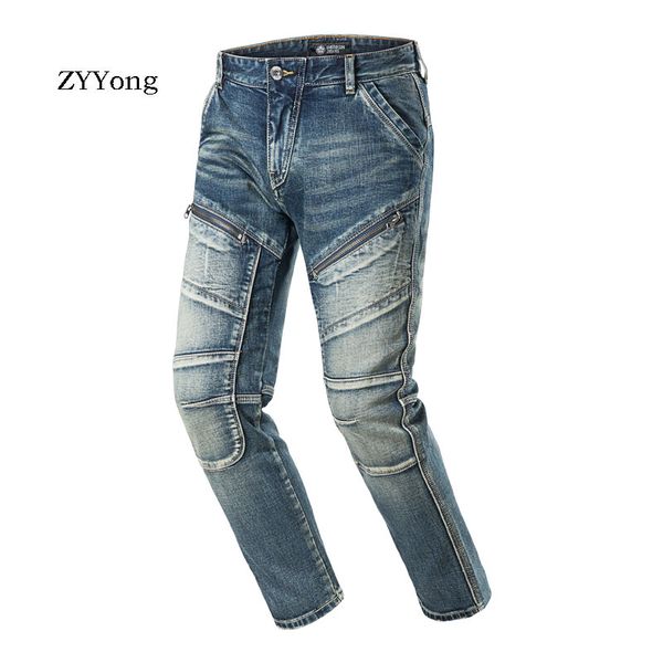 men's jeans zyyong zip straight slim retro color small casual classic fashion style denim trousers, Blue
men's jeans zyyong zip straight slim retro color small casual classic fashion style denim trousers, Blue