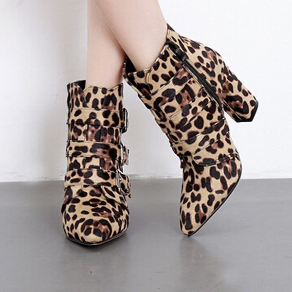 women's boots autumn leopard shoes square heel ankle boots high heels boty zip belt buckle thick zapatos de mujer pointe shoes, Black
women's boots autumn leopard shoes square heel ankle boots high heels boty zip belt buckle thick zapatos de mujer pointe shoes, Black