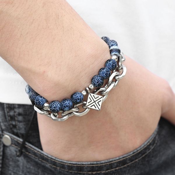 unique blue natural stone men's beaded bracelet stainless steel link chain charm bracelets male jewelry dropshipping gifts dlb67, Black
unique blue natural stone men's beaded bracelet stainless steel link chain charm bracelets male jewelry dropshipping gifts dlb67, Black