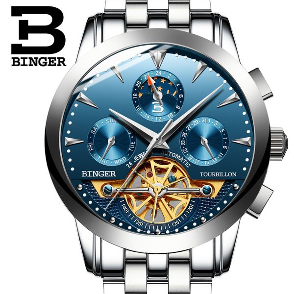switzerland binger men skeleton automatic self wind mechanical watch relogio masculino multifunction date month sport watch, Slivery;brown
switzerland binger men skeleton automatic self wind mechanical watch relogio masculino multifunction date month sport watch, Slivery;brown