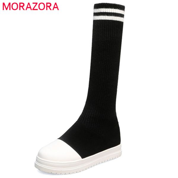 morazora 2020 new arrival stretch boots women mixed colors autumn winter flat shoes casual round toe women knee high boots, Black
morazora 2020 new arrival stretch boots women mixed colors autumn winter flat shoes casual round toe women knee high boots, Black