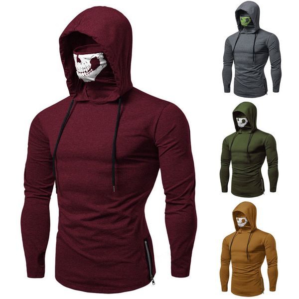 cool mens casual long sleeve masked hoodies sweatshirt zipper pullover jumper with skull mask outdoor biking clothes, Black
cool mens casual long sleeve masked hoodies sweatshirt zipper pullover jumper with skull mask outdoor biking clothes, Black
