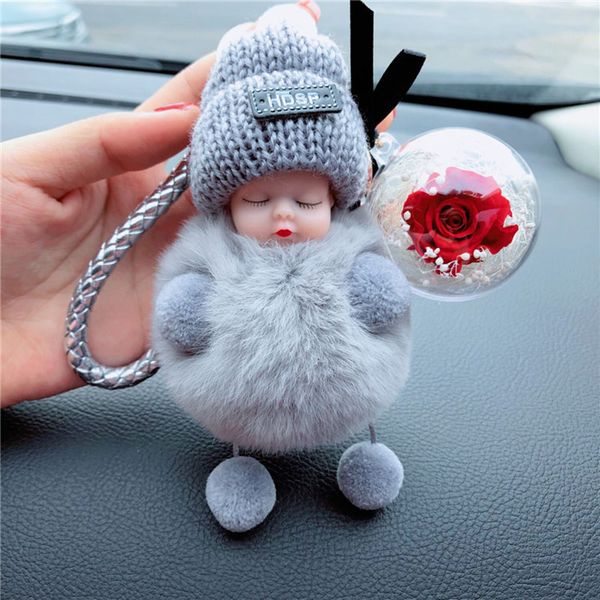 sleeping baby doll ball key chain car keyring holder bag pendant charm keychain plush fur women key rings with immortal flowers
sleeping baby doll ball key chain car keyring holder bag pendant charm keychain plush fur women key rings with immortal flowers