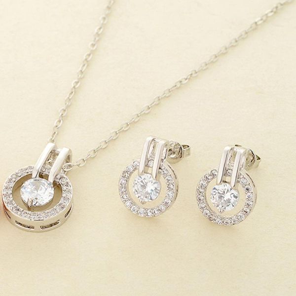 new arrival women's zircon round pendent choker chain necklace earrings wedding fashion jewelry set, Silver
new arrival women's zircon round pendent choker chain necklace earrings wedding fashion jewelry set, Silver