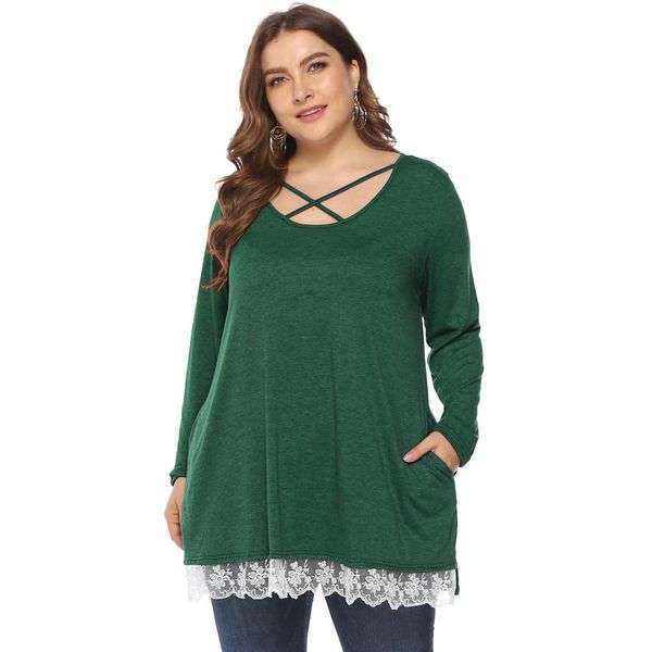 plus size new autumn women casual baggy t shirts ladies full sleeve lace round neck pure color simple robe femme 2019, White;black
plus size new autumn women casual baggy t shirts ladies full sleeve lace round neck pure color simple robe femme 2019, White;black
