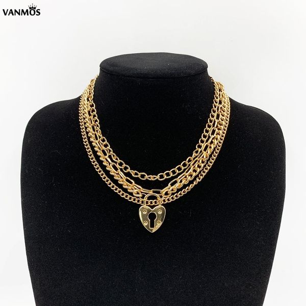 vanmos multilayers women statement lover's lock pendant choker necklace for women girls 2019 trendy neck collar jewelry party, Golden;silver
vanmos multilayers women statement lover's lock pendant choker necklace for women girls 2019 trendy neck collar jewelry party, Golden;silver