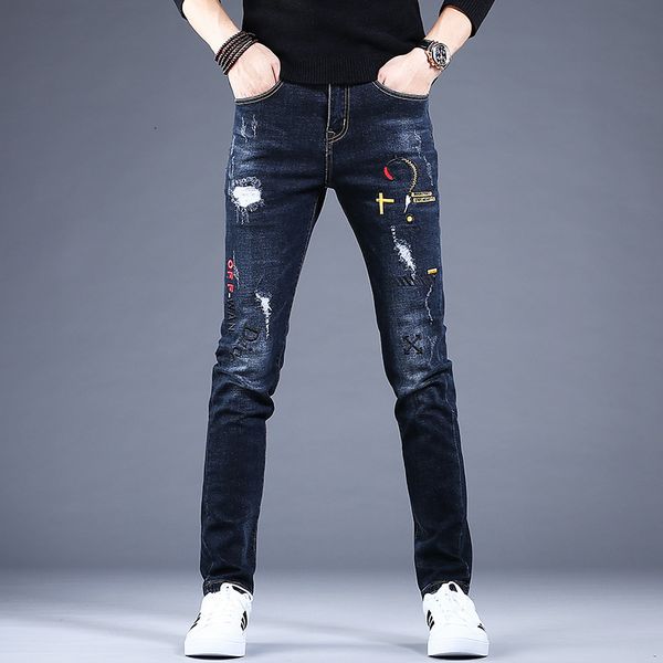 autumn new men's embroidery ripped jeans tide brand slim feet pants casual pants denim pants men, Blue
autumn new men's embroidery ripped jeans tide brand slim feet pants casual pants denim pants men, Blue
