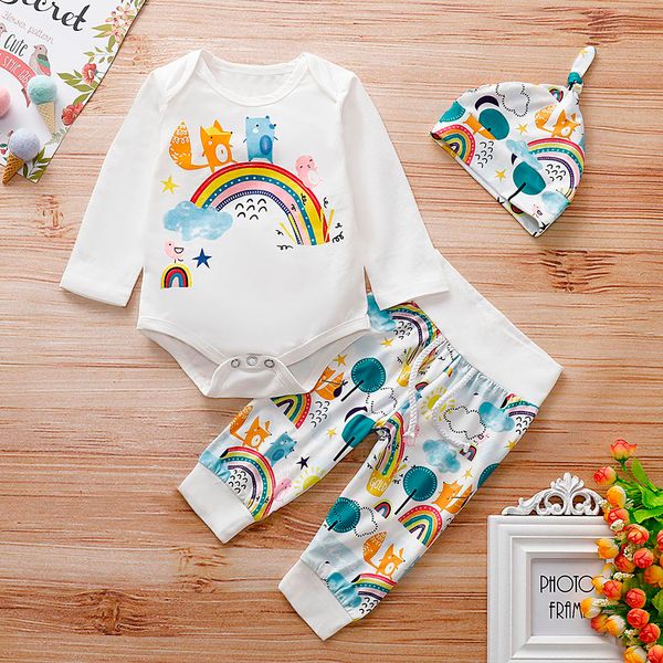 toddler kid baby boy girls kids rainbow print romper bodysuit+ pants hat outfits sets baby clothes girls clothes boys, White
toddler kid baby boy girls kids rainbow print romper bodysuit+ pants hat outfits sets baby clothes girls clothes boys, White