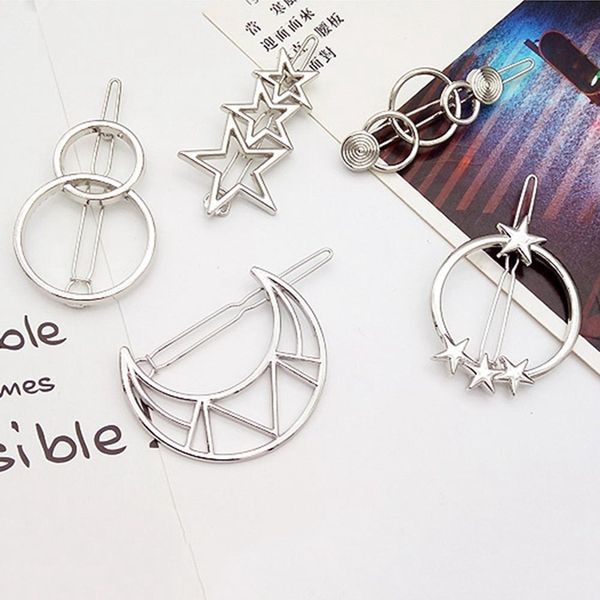 1piece fashion silver gold hollow geometric hairpin hair clip women head accessories moon star circle, Golden;white
1piece fashion silver gold hollow geometric hairpin hair clip women head accessories moon star circle, Golden;white