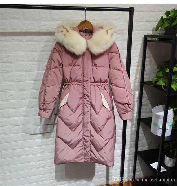 designer winter thick women down jacket coats real fur collar warm long and loose pattern overcoat, Black
designer winter thick women down jacket coats real fur collar warm long and loose pattern overcoat, Black
