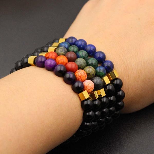 8mm natrual stone bead bracelet gold stainless steel hexagon bead charm bracelet for men/women gift jewelry, Black
8mm natrual stone bead bracelet gold stainless steel hexagon bead charm bracelet for men/women gift jewelry, Black