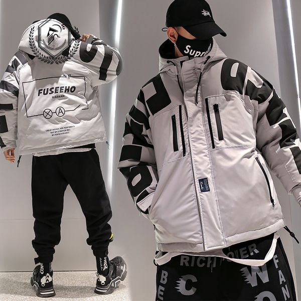 men heavyweight loose parkas fashion large size hip hop coat casual winter jacket, Black
men heavyweight loose parkas fashion large size hip hop coat casual winter jacket, Black
