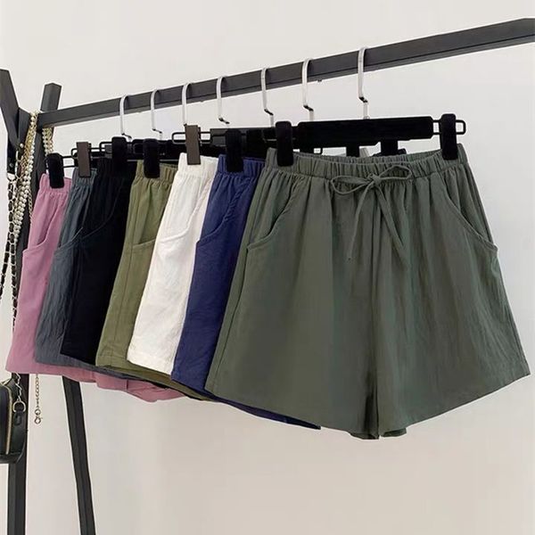 women's shorts 2021 summer cotton linen solid elastic waist loose casual plus size m-7xl high waisted, White;black
women's shorts 2021 summer cotton linen solid elastic waist loose casual plus size m-7xl high waisted, White;black