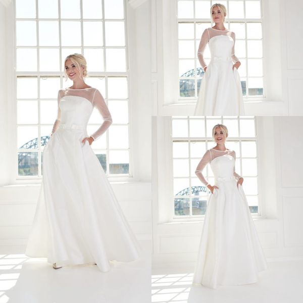 simple a line house of mooshki dresses jewel neck long sleeve tulle lace sash ruched wedding gown floor length robe de mariée, White
simple a line house of mooshki dresses jewel neck long sleeve tulle lace sash ruched wedding gown floor length robe de mariée, White