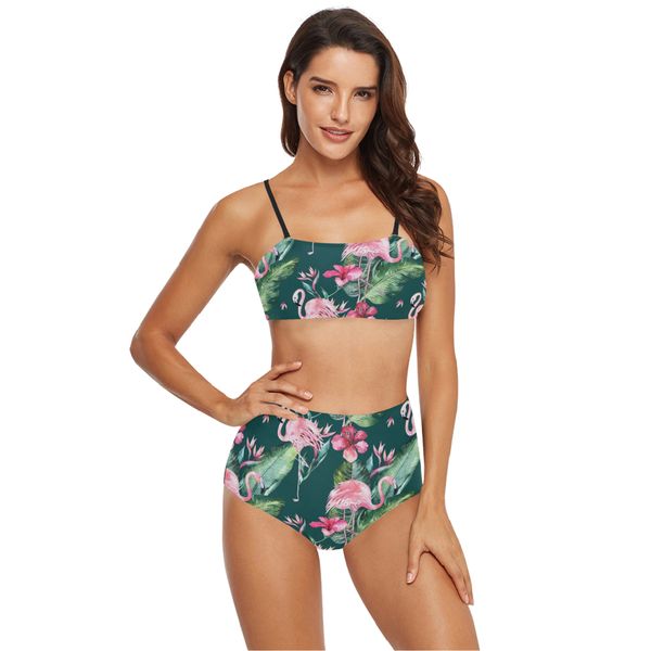 women's custom bikini set flamingo printed tankini two piece halter high waist bathing suit swimsuit dark green, White;black
women's custom bikini set flamingo printed tankini two piece halter high waist bathing suit swimsuit dark green, White;black