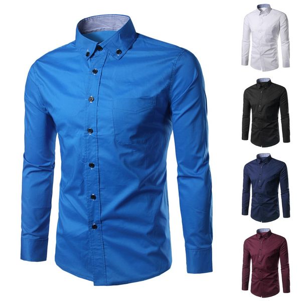 men shirts dres casual slim fit black blue white short button turn-down collar long sleeve shirt mens social clothing chemise, White;black
men shirts dres casual slim fit black blue white short button turn-down collar long sleeve shirt mens social clothing chemise, White;black