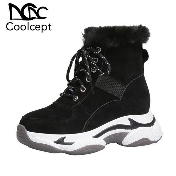 coolcept winter women ankle boots warm plush fur height increasing heels shoes women fashion lace up casual footwear size 35-39, Black
coolcept winter women ankle boots warm plush fur height increasing heels shoes women fashion lace up casual footwear size 35-39, Black