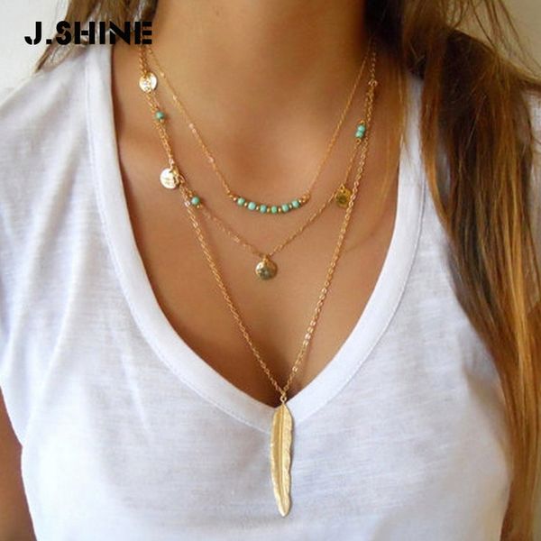 jshine two-tone bohemian style multi layer feather sequin pendants necklaces stone bead chain choker necklace women jewelry, Silver
jshine two-tone bohemian style multi layer feather sequin pendants necklaces stone bead chain choker necklace women jewelry, Silver
