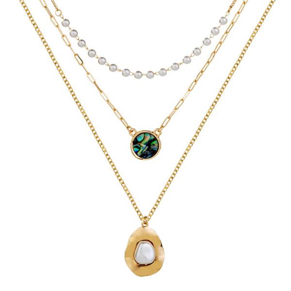 pearl metal drop choker necklace multi three layers fashion, Silver
pearl metal drop choker necklace multi three layers fashion, Silver