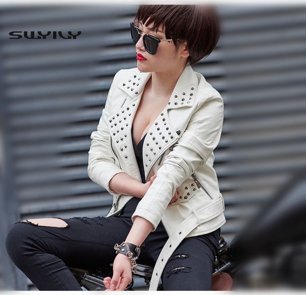 black red white plus size 3xl 4xl rivet motorcycle leather jackets woman 2016 fashion female steerwear short overcoat 
black red white plus size 3xl 4xl rivet motorcycle leather jackets woman 2016 fashion female steerwear short overcoat