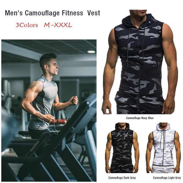 new comfortable men's camouflage bodybuilding hat gym vest fitness running vest sleeveless hooded drawstring sweater casual, Black;blue
new comfortable men's camouflage bodybuilding hat gym vest fitness running vest sleeveless hooded drawstring sweater casual, Black;blue