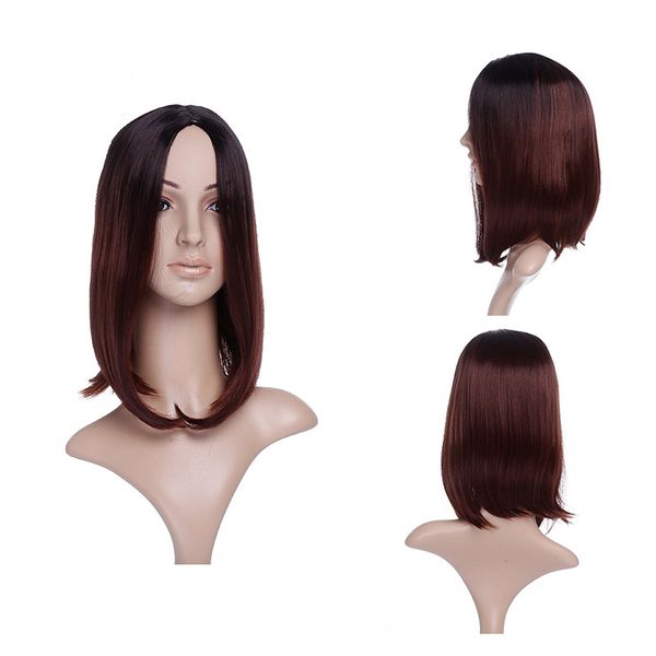 

new straight bobo hair wigs centre parting medium straight synthstic hair wigs 15 colors mixed color ing, Black
