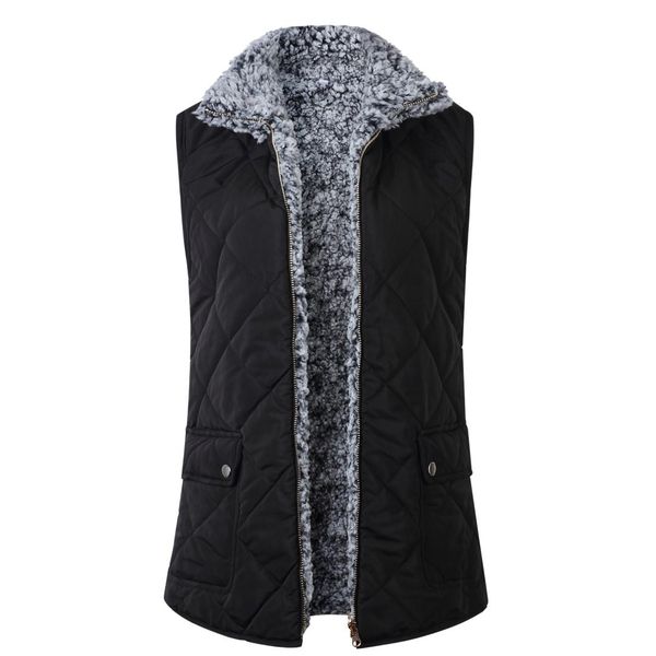 2019 winter autumn warm clothes solid color zipper ockets design reversible vest p plush quilted female clothing selling, Black;white
2019 winter autumn warm clothes solid color zipper ockets design reversible vest p plush quilted female clothing selling, Black;white