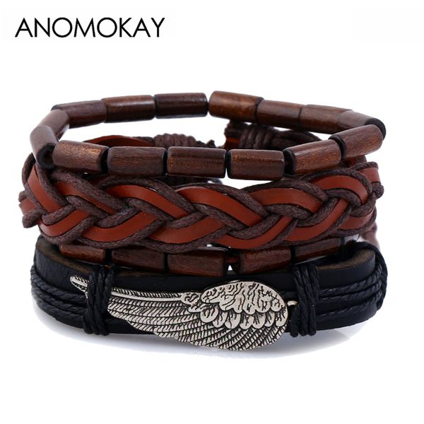 simple casual wings charm wrap bracelet set black brown leather strap vintage punk style fashion bracelet 4 pcs/set, Golden;silver
simple casual wings charm wrap bracelet set black brown leather strap vintage punk style fashion bracelet 4 pcs/set, Golden;silver