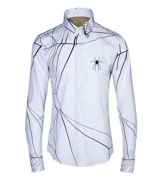 men shirt luxury gothic spider web allover printed long sleeve men shirts plus size 4xl black white slim fit shirts man, White;black
men shirt luxury gothic spider web allover printed long sleeve men shirts plus size 4xl black white slim fit shirts man, White;black