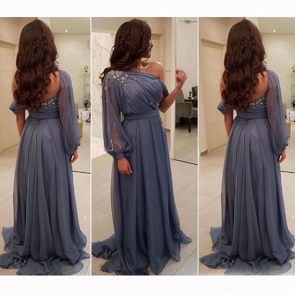 arabic evening dresses one shoulder chiffon formal party gowns backless a line ruched long sleeve prom dress, Black;red
arabic evening dresses one shoulder chiffon formal party gowns backless a line ruched long sleeve prom dress, Black;red