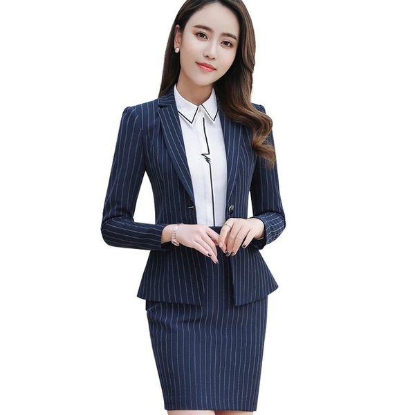 2018 spring business fashion stripe skirt suit formal long sleeve slim blazer and skirt office ladies plus size work wear, White;black
2018 spring business fashion stripe skirt suit formal long sleeve slim blazer and skirt office ladies plus size work wear, White;black