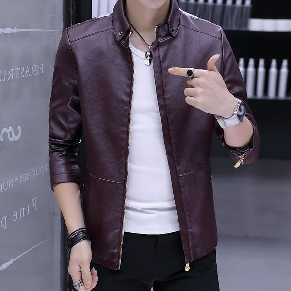 bo2019 men favors pure color leather popular youth cultivate one's morality handsome tight motorcycle leather pu jacket, Black
bo2019 men favors pure color leather popular youth cultivate one's morality handsome tight motorcycle leather pu jacket, Black