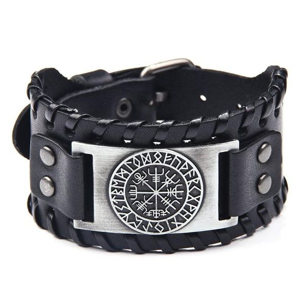 men's vikings alloy bracelet bracelet vintage ancient civilization compass mens wide leather jewelry accessories, Black
men's vikings alloy bracelet bracelet vintage ancient civilization compass mens wide leather jewelry accessories, Black
