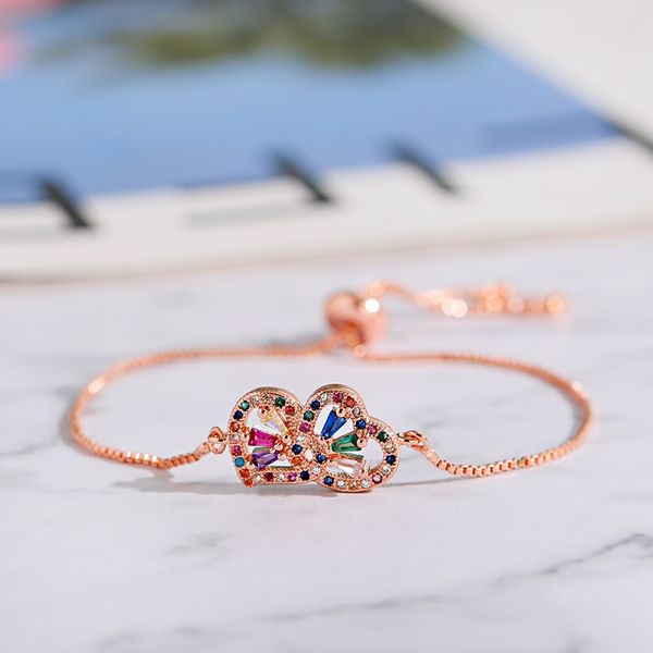 fashion women rose gold heart bracelets & bangles classic colorful zircon copper bracelet femme, Black
fashion women rose gold heart bracelets & bangles classic colorful zircon copper bracelet femme, Black