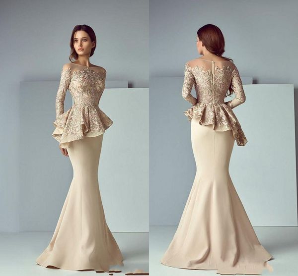 champagne lace stain peplum long evening formal wear dresses jewel neck long sleeve dubai arabic mermaid prom dress saiid kobeisy, Black;red
champagne lace stain peplum long evening formal wear dresses jewel neck long sleeve dubai arabic mermaid prom dress saiid kobeisy, Black;red