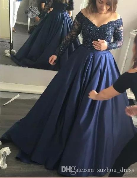 plus size prom dresses applique dark navy blue satin lace off the shoulder a-line long sleeves formal evening party gowns custom made, White;pink
plus size prom dresses applique dark navy blue satin lace off the shoulder a-line long sleeves formal evening party gowns custom made, White;pink