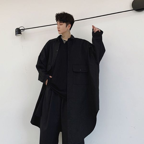 men long sleeve oversize loose casual shirt dress cardigan coat male streetwear hip hop gothic long style shirts japan robe, White;black
men long sleeve oversize loose casual shirt dress cardigan coat male streetwear hip hop gothic long style shirts japan robe, White;black