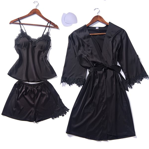 new ladies elegant silk satin robe set half sleeve bathrobe & nightdress lace sleepwear set fashion twinset for women, Black;red
new ladies elegant silk satin robe set half sleeve bathrobe & nightdress lace sleepwear set fashion twinset for women, Black;red