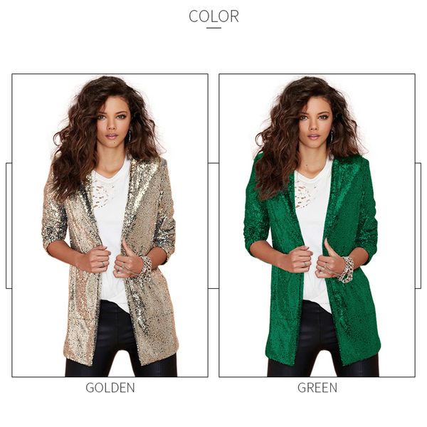 пиджаки женщины осень blazer карманы повседневного длинный рукав silver sequined пальто street turn down воротник кардиган костюмы, White;black
пиджаки женщины осень blazer карманы повседневного длинный рукав silver sequined пальто street turn down воротник кардиган костюмы, White;black