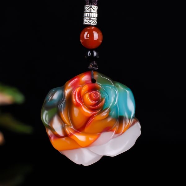 fashion colour rose jade pendant necklace jewellery chinese hand-carved women man luck gifts amulet rope, Silver
fashion colour rose jade pendant necklace jewellery chinese hand-carved women man luck gifts amulet rope, Silver