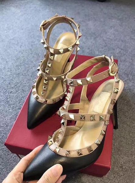 summer designer brand classic pointed toe women's shoes ankle straps dress shoes leather rivets sandals women studded strappy, Black
summer designer brand classic pointed toe women's shoes ankle straps dress shoes leather rivets sandals women studded strappy, Black